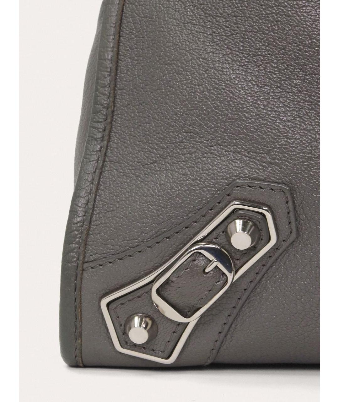 BALENCIAGA Серая кожаная сумка через плечо, фото 7