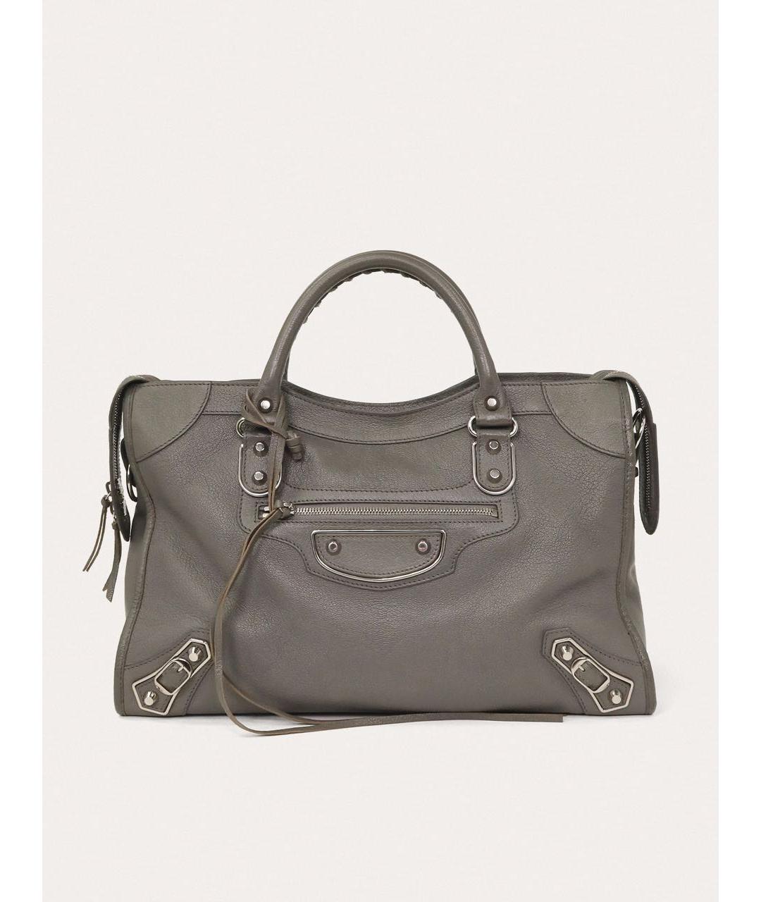 BALENCIAGA Серая кожаная сумка через плечо, фото 9