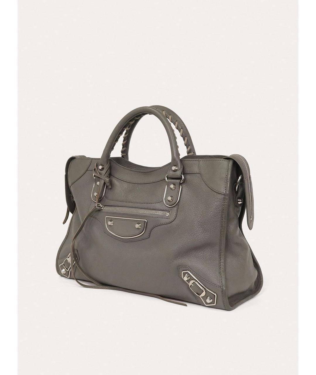 BALENCIAGA Серая кожаная сумка через плечо, фото 2