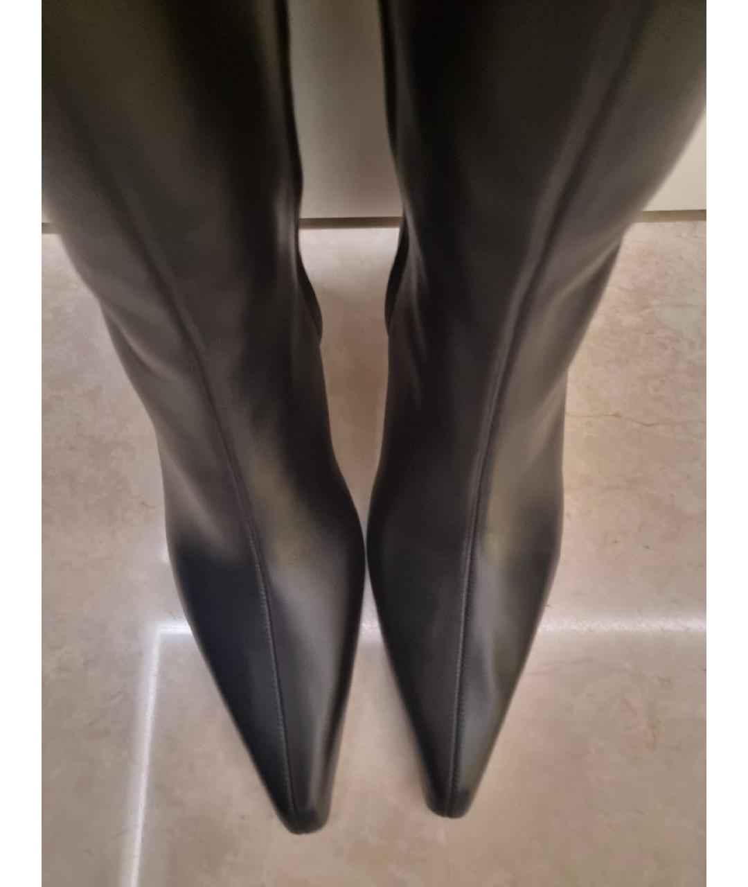 PARIS TEXAS Черные кожаные сапоги, фото 3