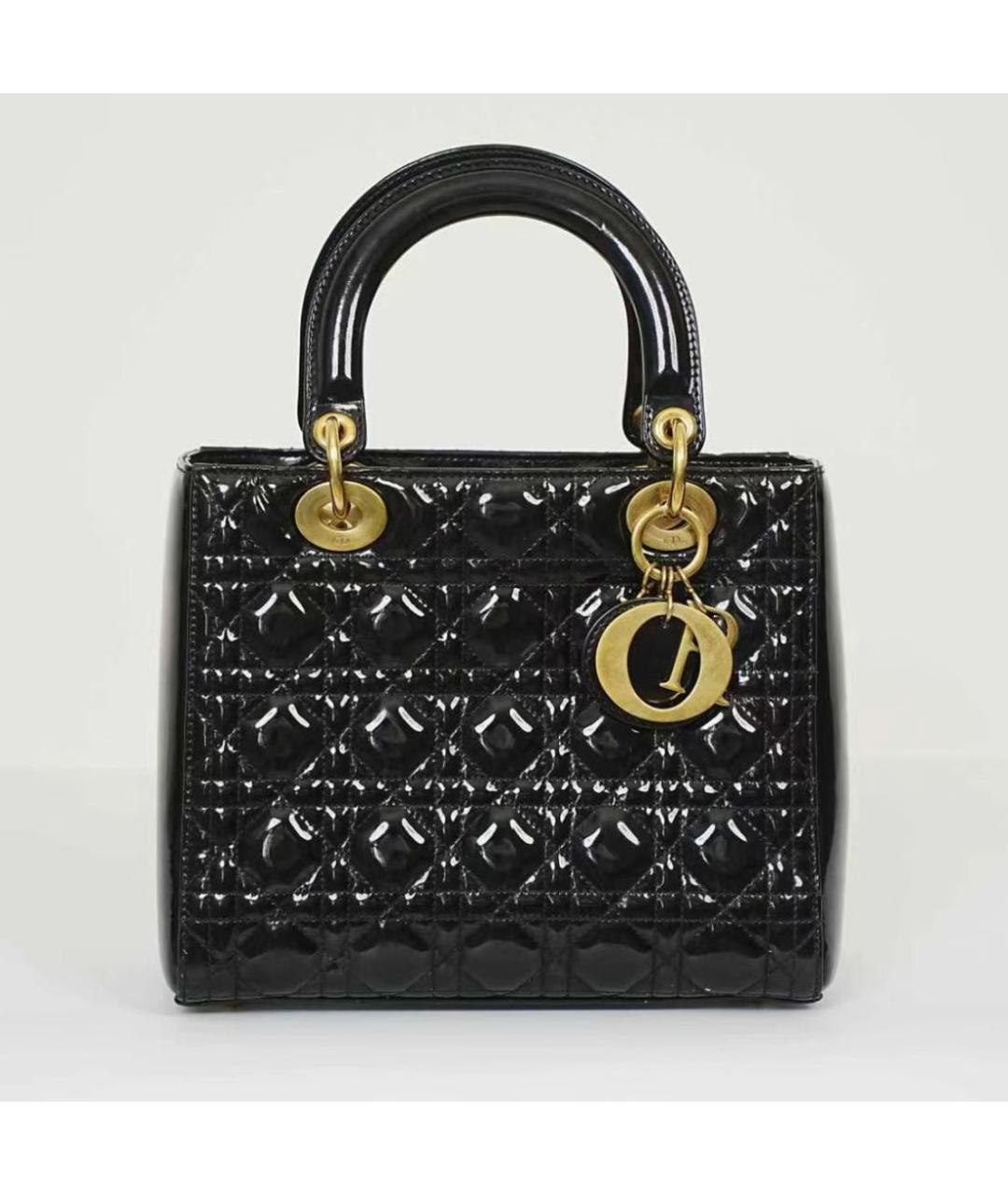 CHRISTIAN DIOR Черная сумка с короткими ручками из лакированной кожи, фото 6