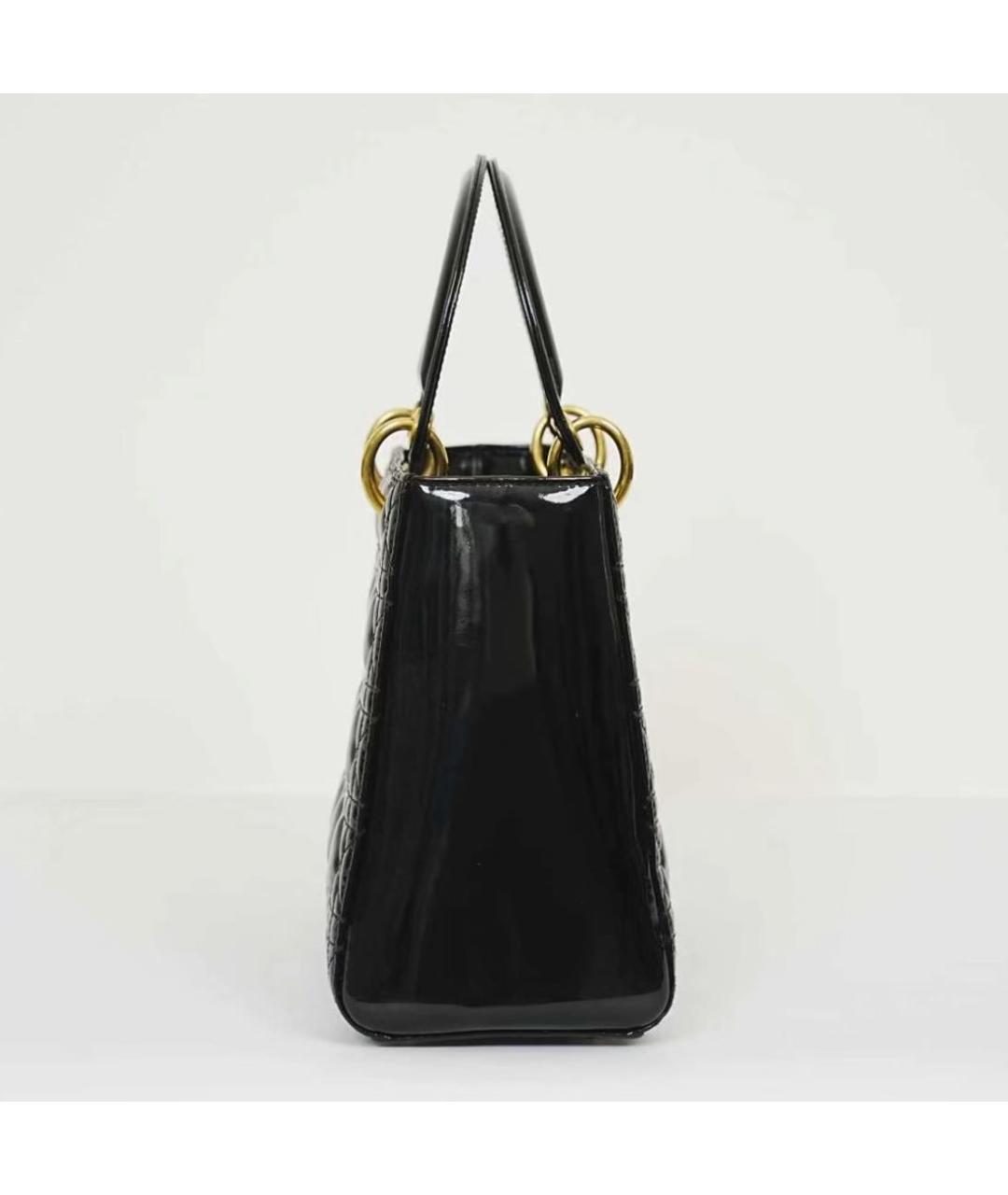 CHRISTIAN DIOR Черная сумка с короткими ручками из лакированной кожи, фото 4