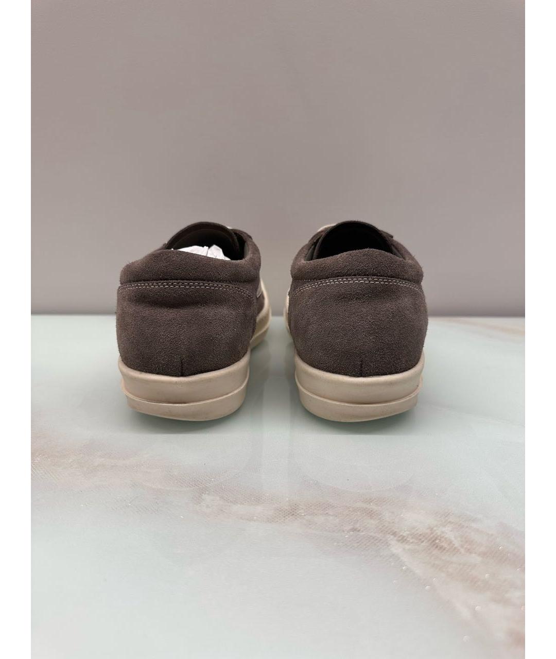 RICK OWENS Коричневые замшевые низкие кроссовки / кеды, фото 5