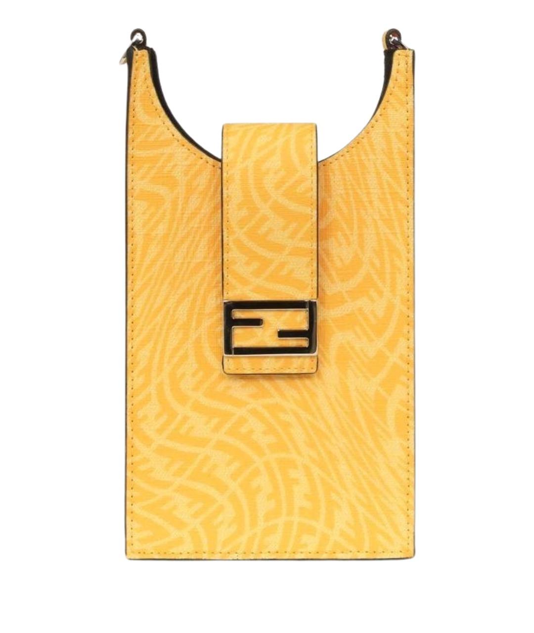 FENDI Желтая кожаная сумка через плечо, фото 10