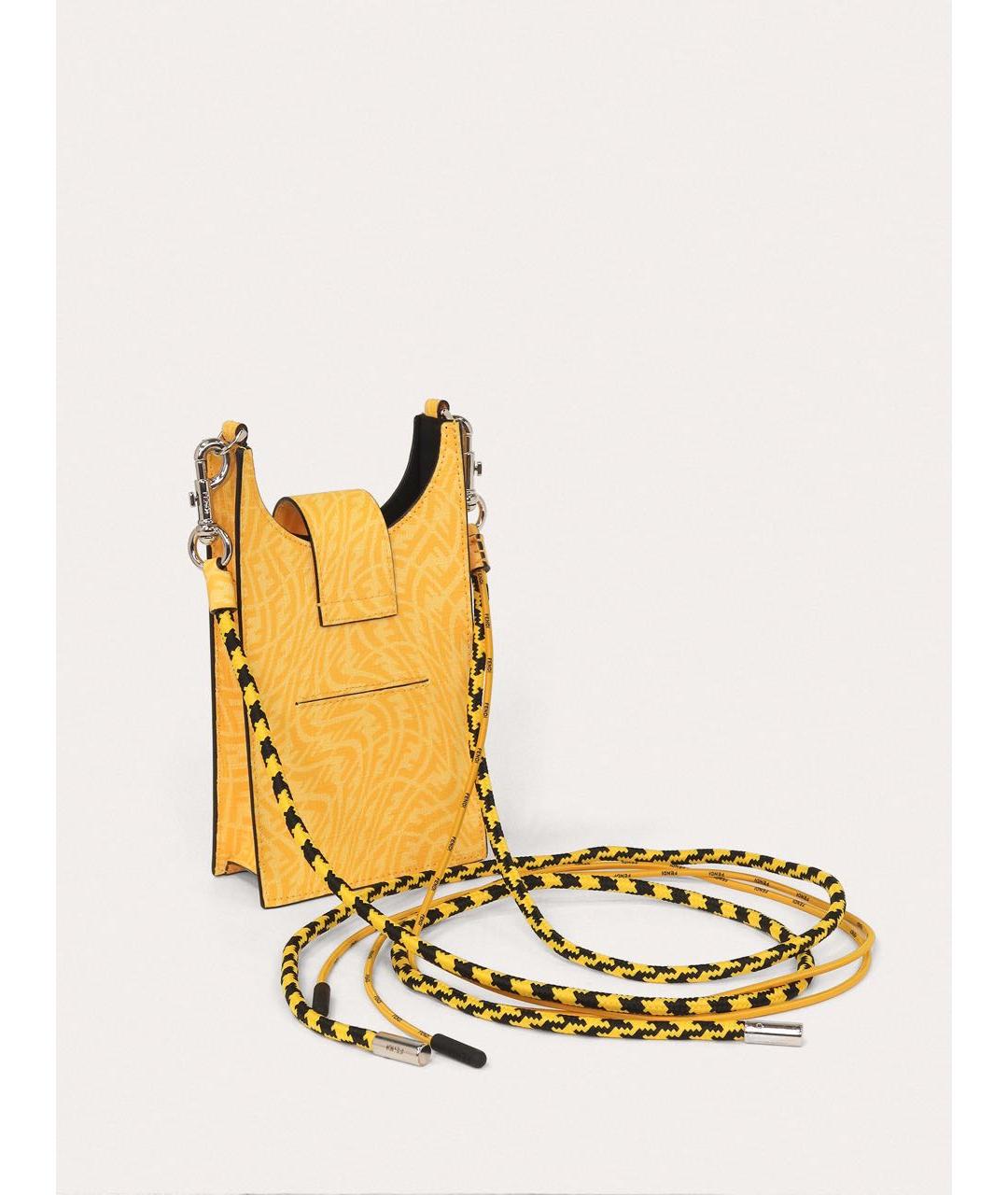 FENDI Желтая кожаная сумка через плечо, фото 3