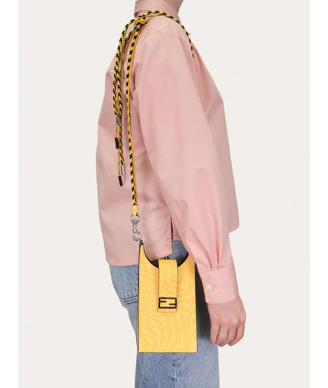 FENDI Желтая кожаная сумка через плечо, фото 8