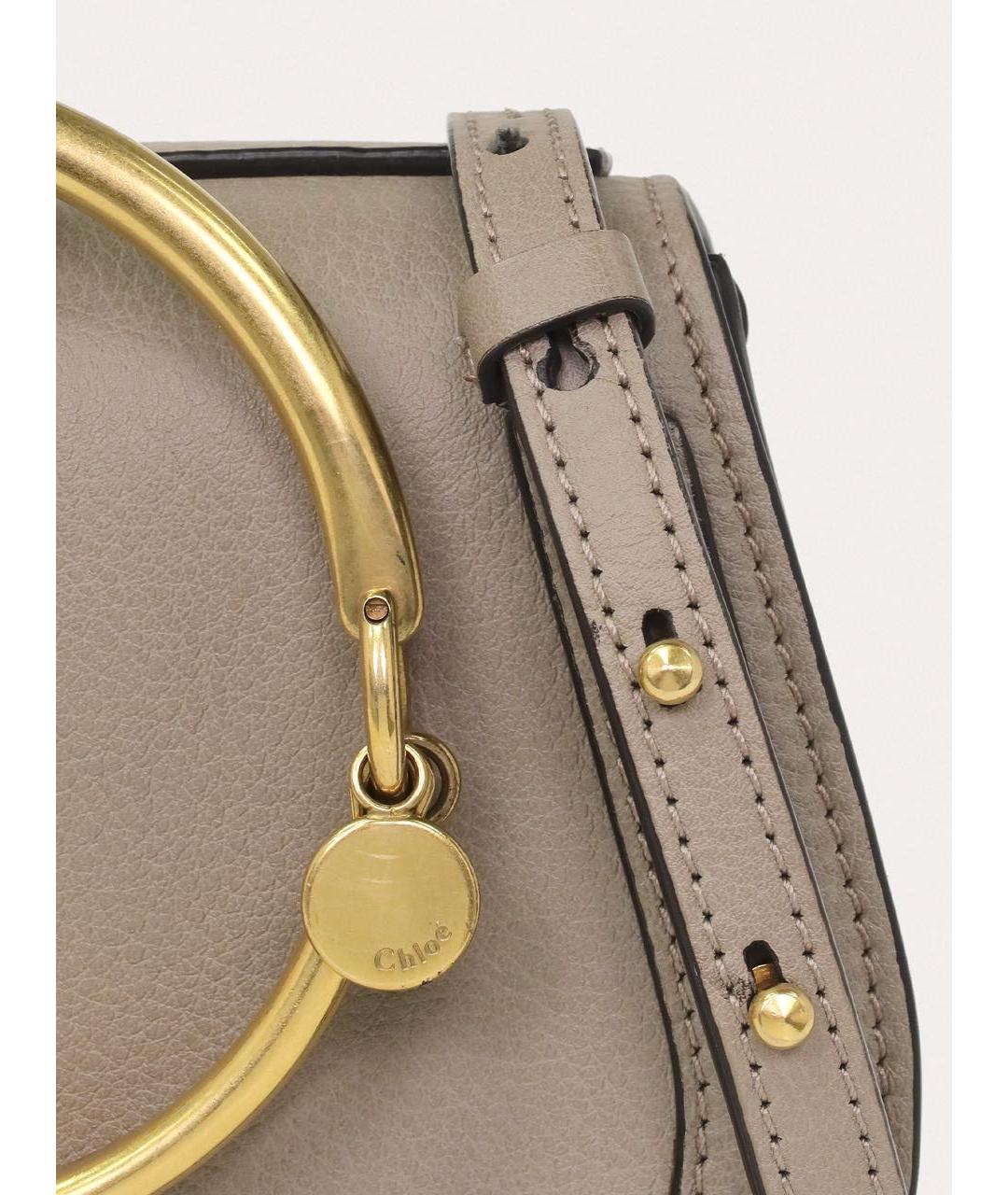 CHLOE Бежевая кожаная сумка с короткими ручками, фото 5