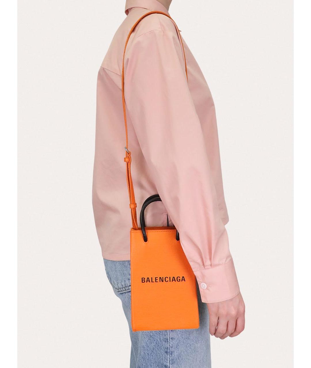 BALENCIAGA Оранжевая кожаная сумка через плечо, фото 8