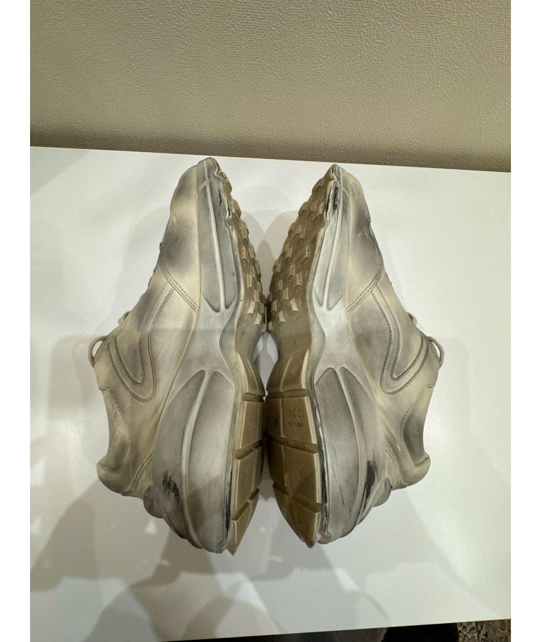 GUCCI Серые кожаные кроссовки, фото 5