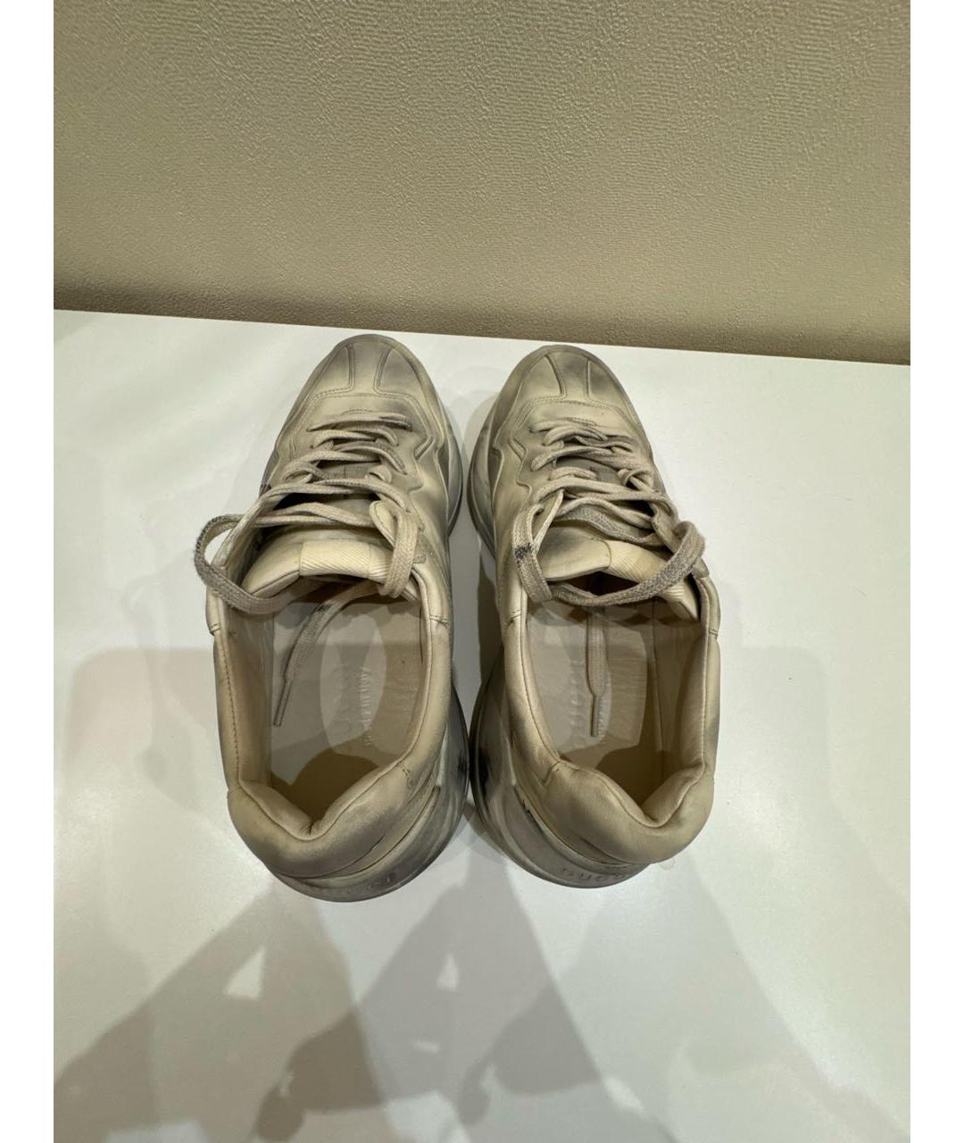 GUCCI Серые кожаные кроссовки, фото 3