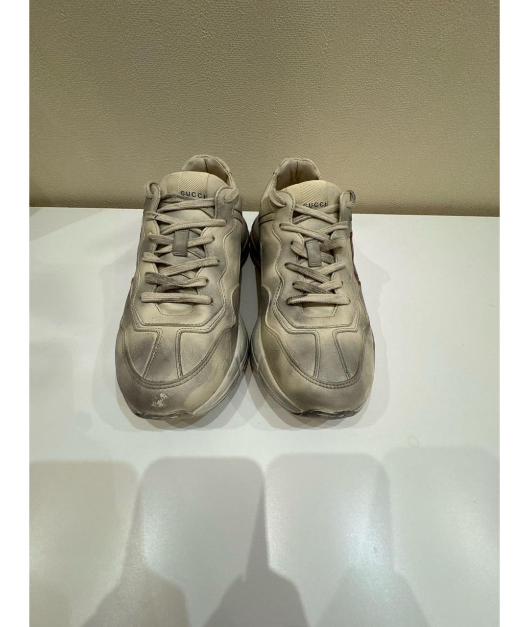 GUCCI Серые кожаные кроссовки, фото 2