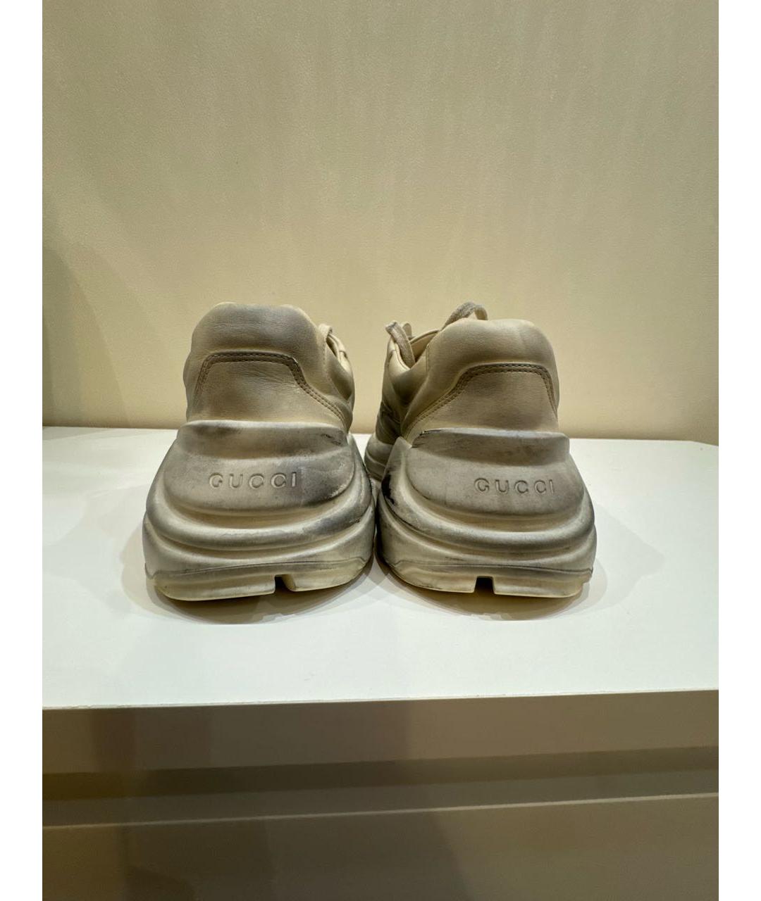 GUCCI Серые кожаные кроссовки, фото 4
