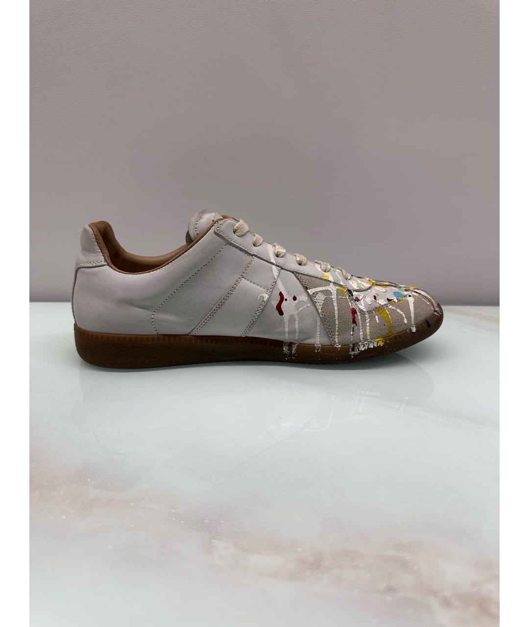 MAISON MARGIELA Белые кожаные низкие кроссовки / кеды, фото 8