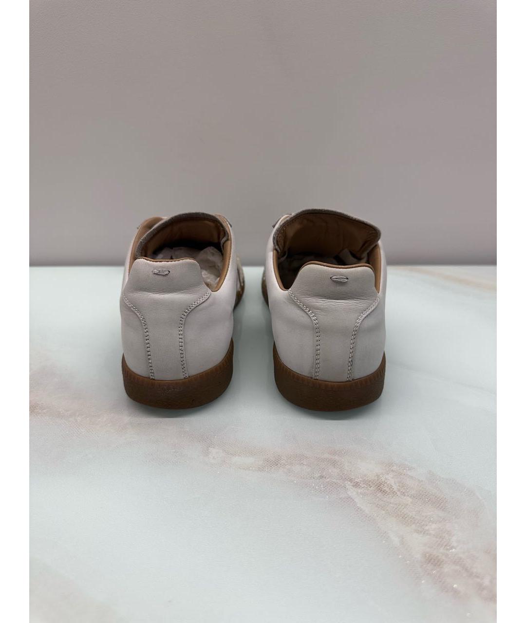 MAISON MARGIELA Белые кожаные низкие кроссовки / кеды, фото 5