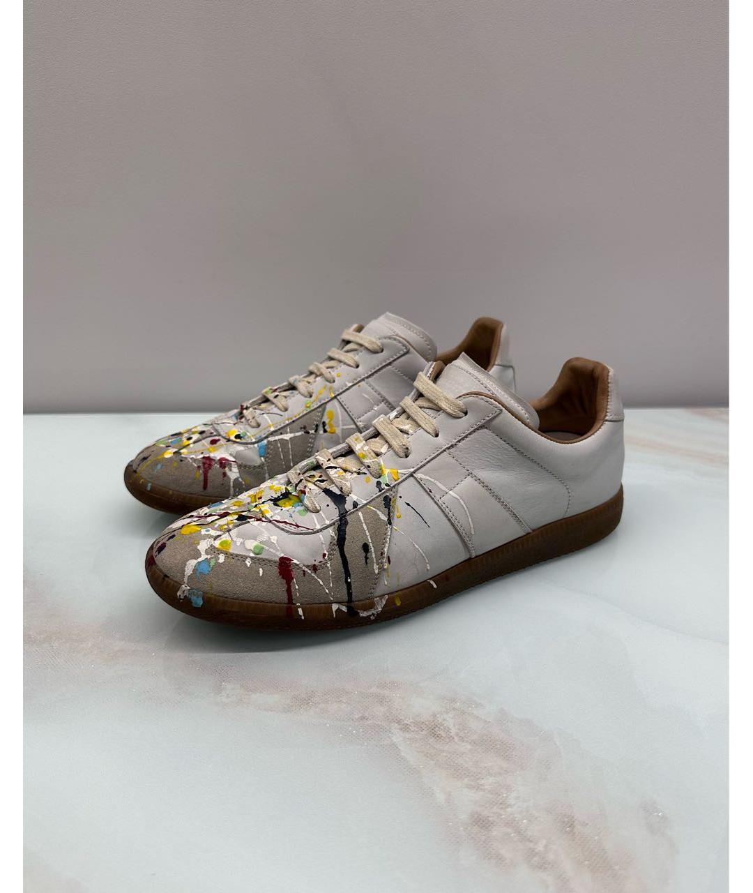 MAISON MARGIELA Белые кожаные низкие кроссовки / кеды, фото 4