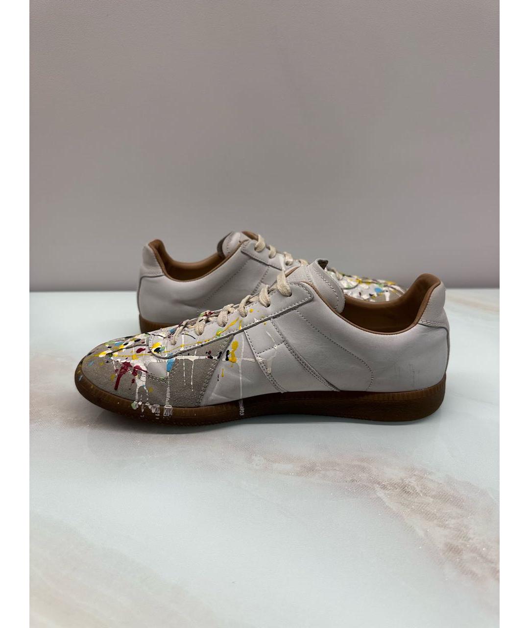 MAISON MARGIELA Белые кожаные низкие кроссовки / кеды, фото 7