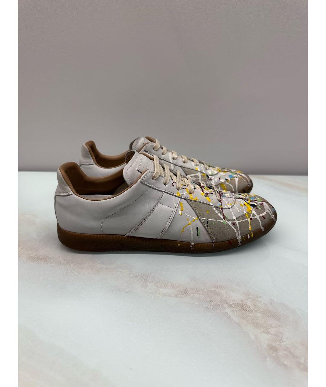 MAISON MARGIELA Белые кожаные низкие кроссовки / кеды, фото 2