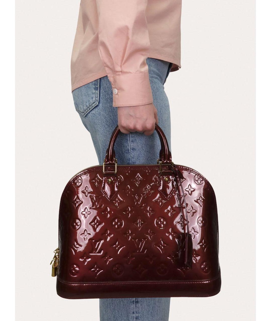 LOUIS VUITTON Бордовая сумка тоут из лакированной кожи, фото 8