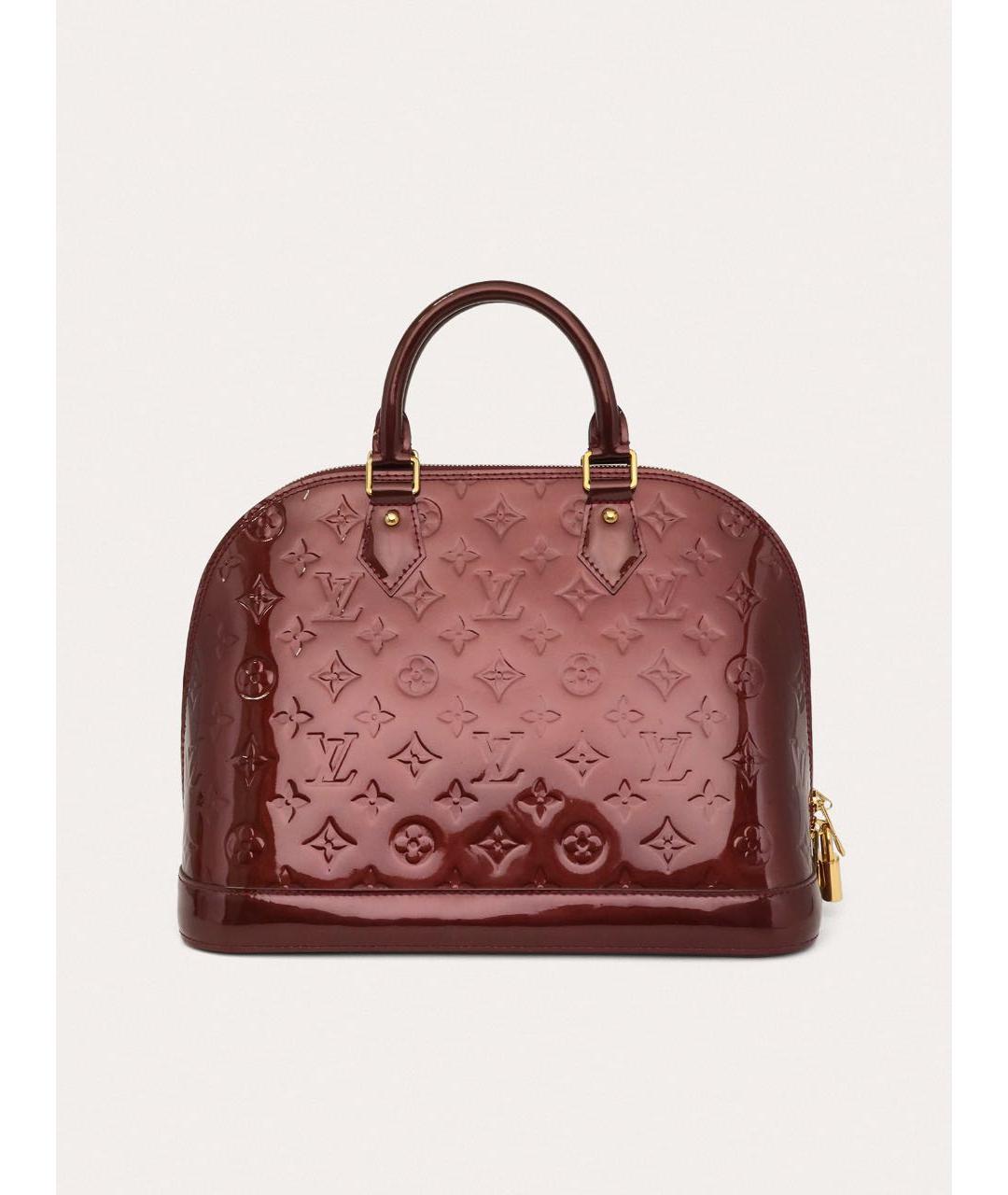 LOUIS VUITTON Бордовая сумка тоут из лакированной кожи, фото 3