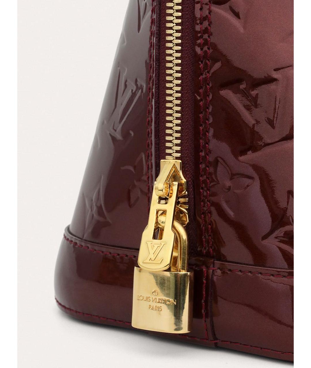 LOUIS VUITTON Бордовая сумка тоут из лакированной кожи, фото 5