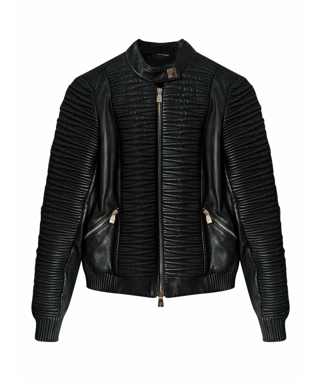 VERSACE Черная кожаная куртка, фото 1