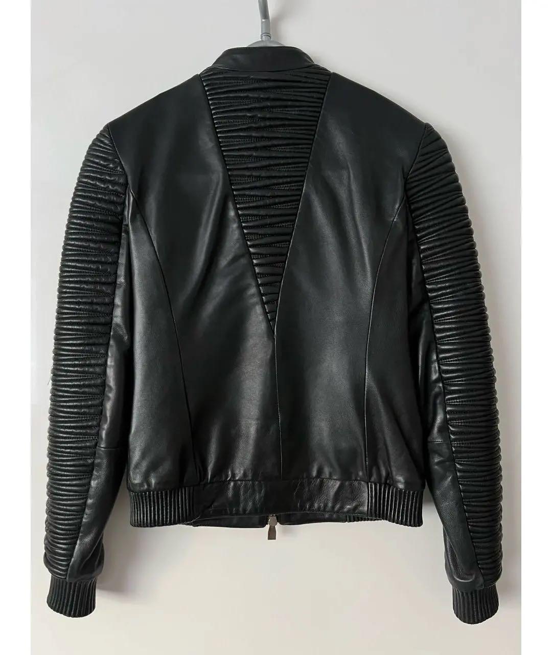 VERSACE Черная кожаная куртка, фото 2