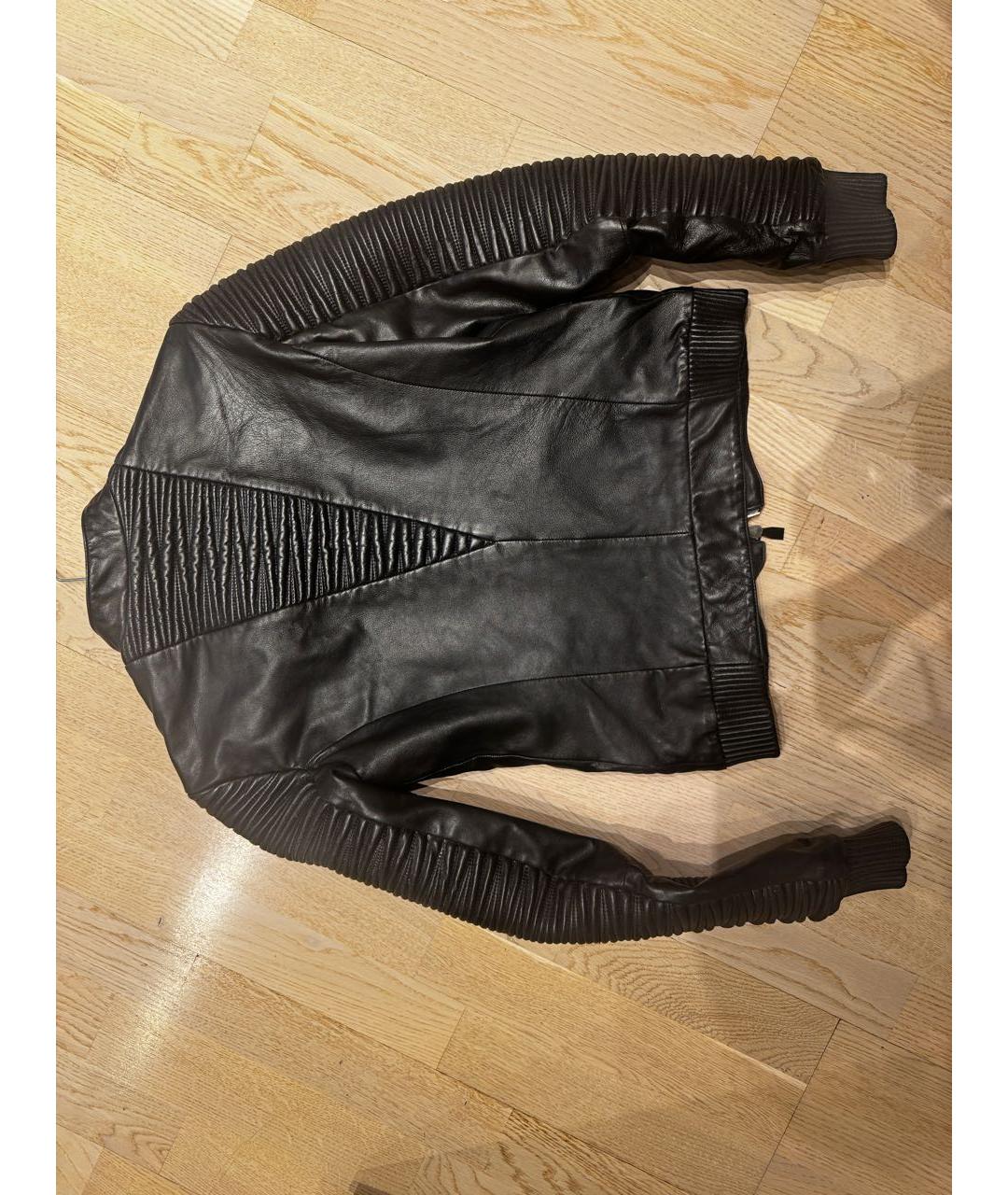 VERSACE Черная кожаная куртка, фото 3