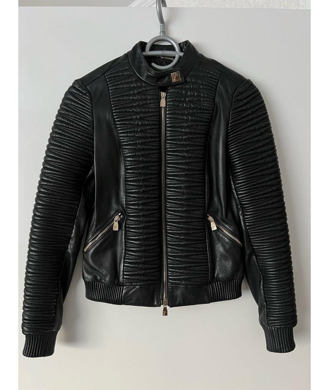 VERSACE Черная кожаная куртка, фото 9