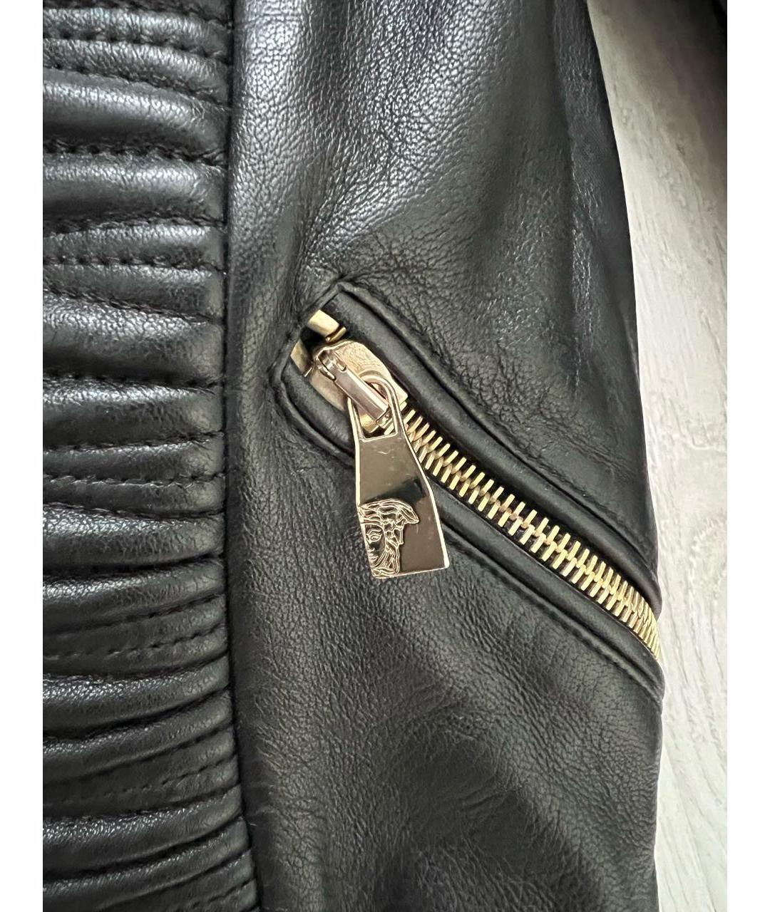 VERSACE Черная кожаная куртка, фото 5