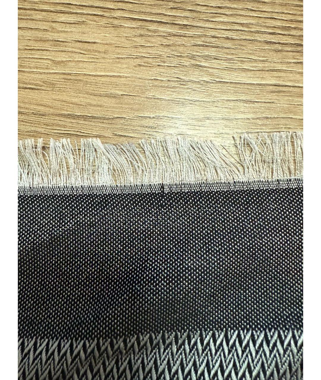 LOUIS VUITTON Антрацитовый шелковый платок, фото 5