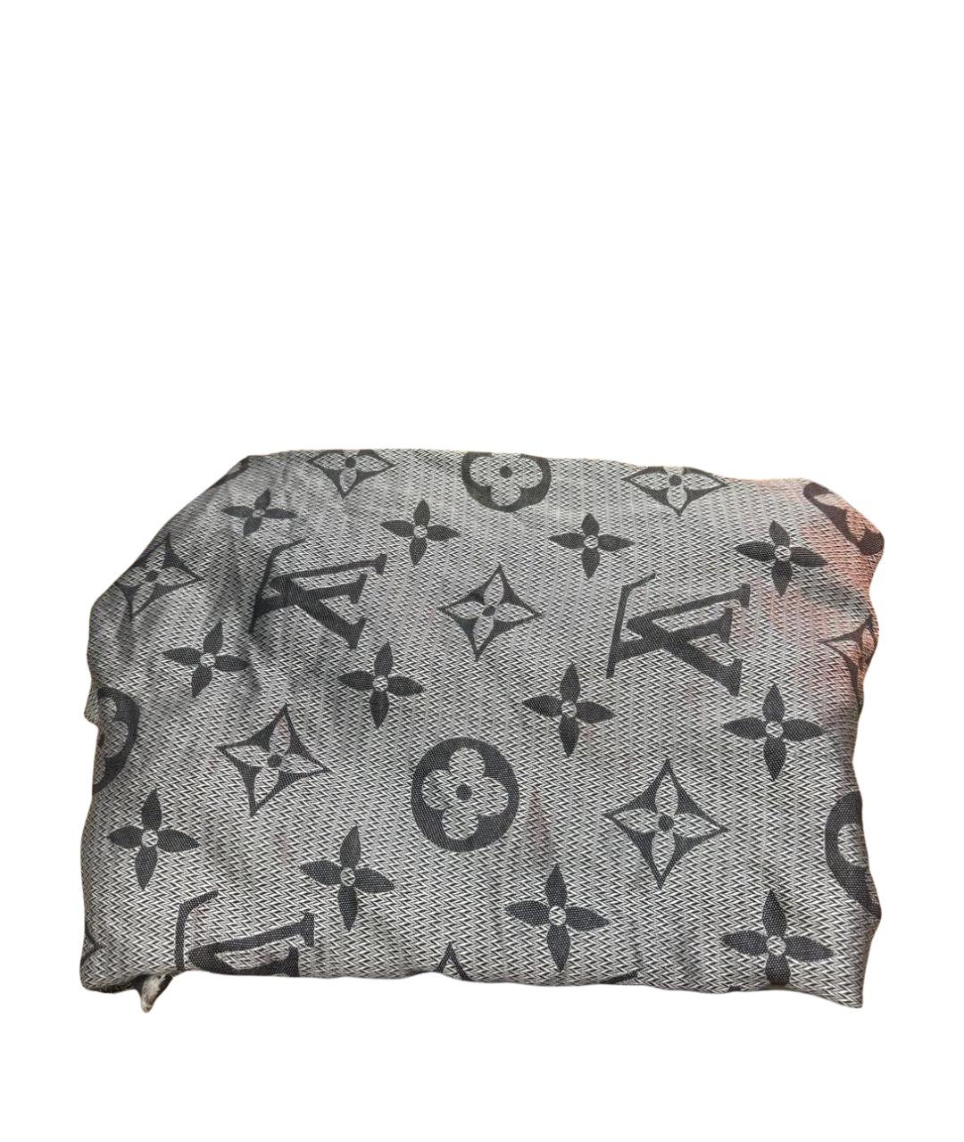 LOUIS VUITTON Антрацитовый шелковый платок, фото 1