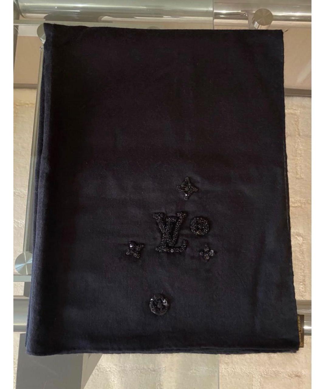 LOUIS VUITTON Черный кашемировый шарф, фото 6