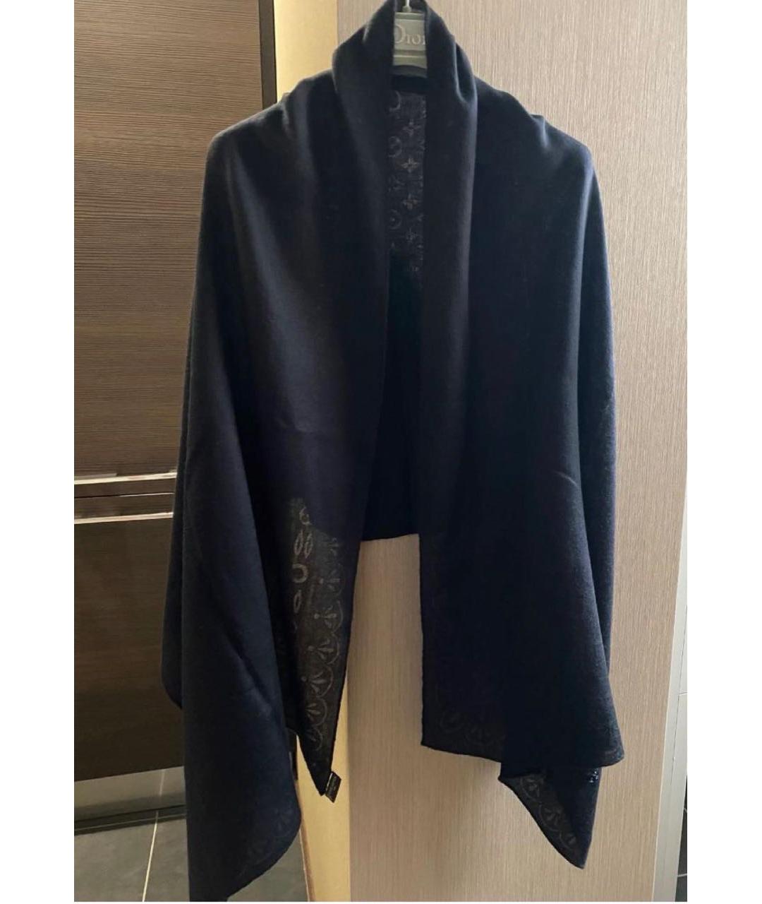 LOUIS VUITTON Черный кашемировый шарф, фото 5