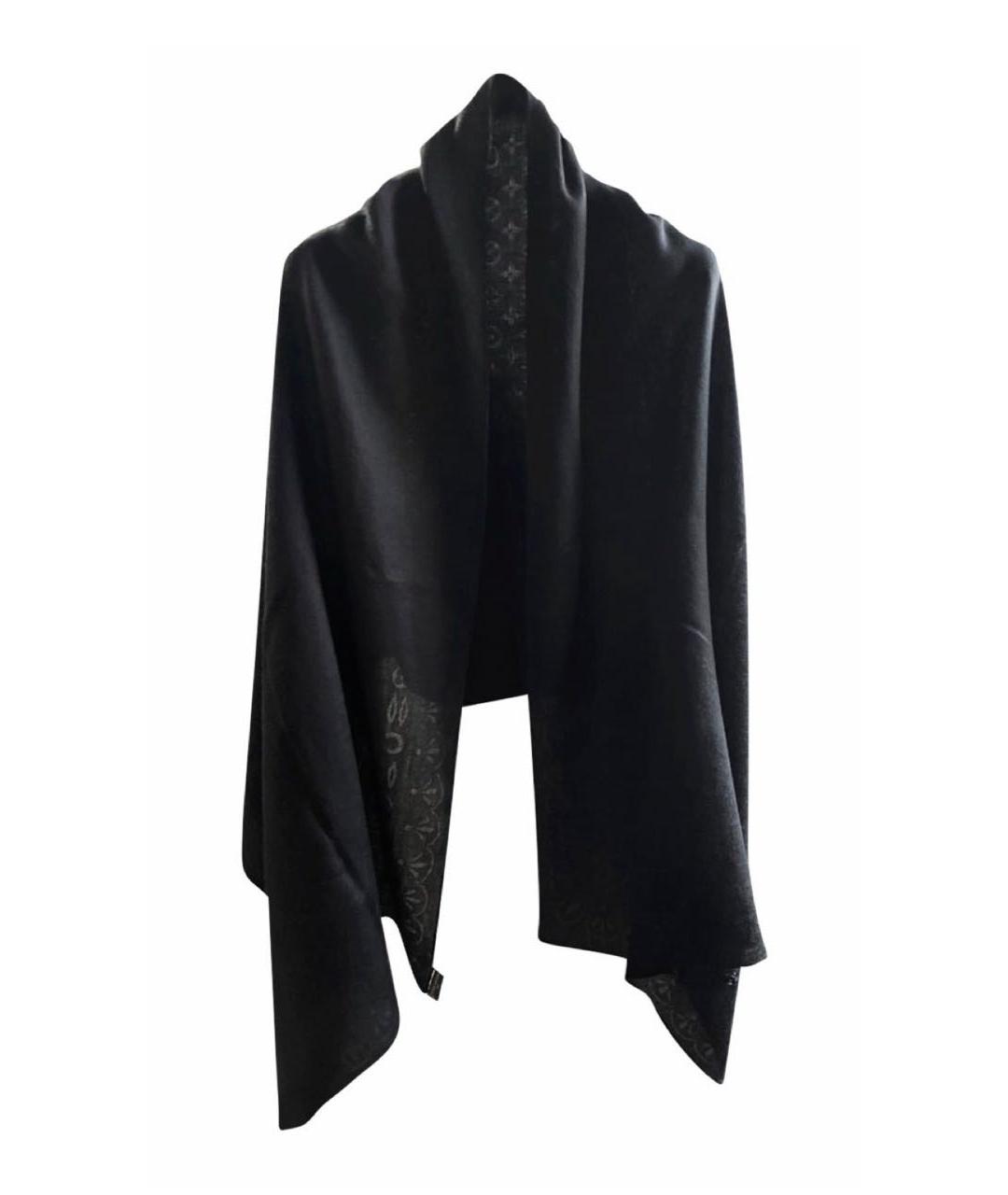 LOUIS VUITTON Черный кашемировый шарф, фото 2