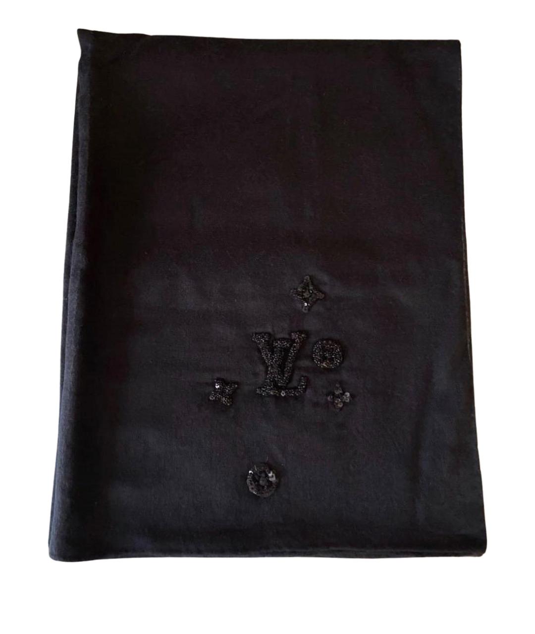 LOUIS VUITTON Черный кашемировый шарф, фото 1