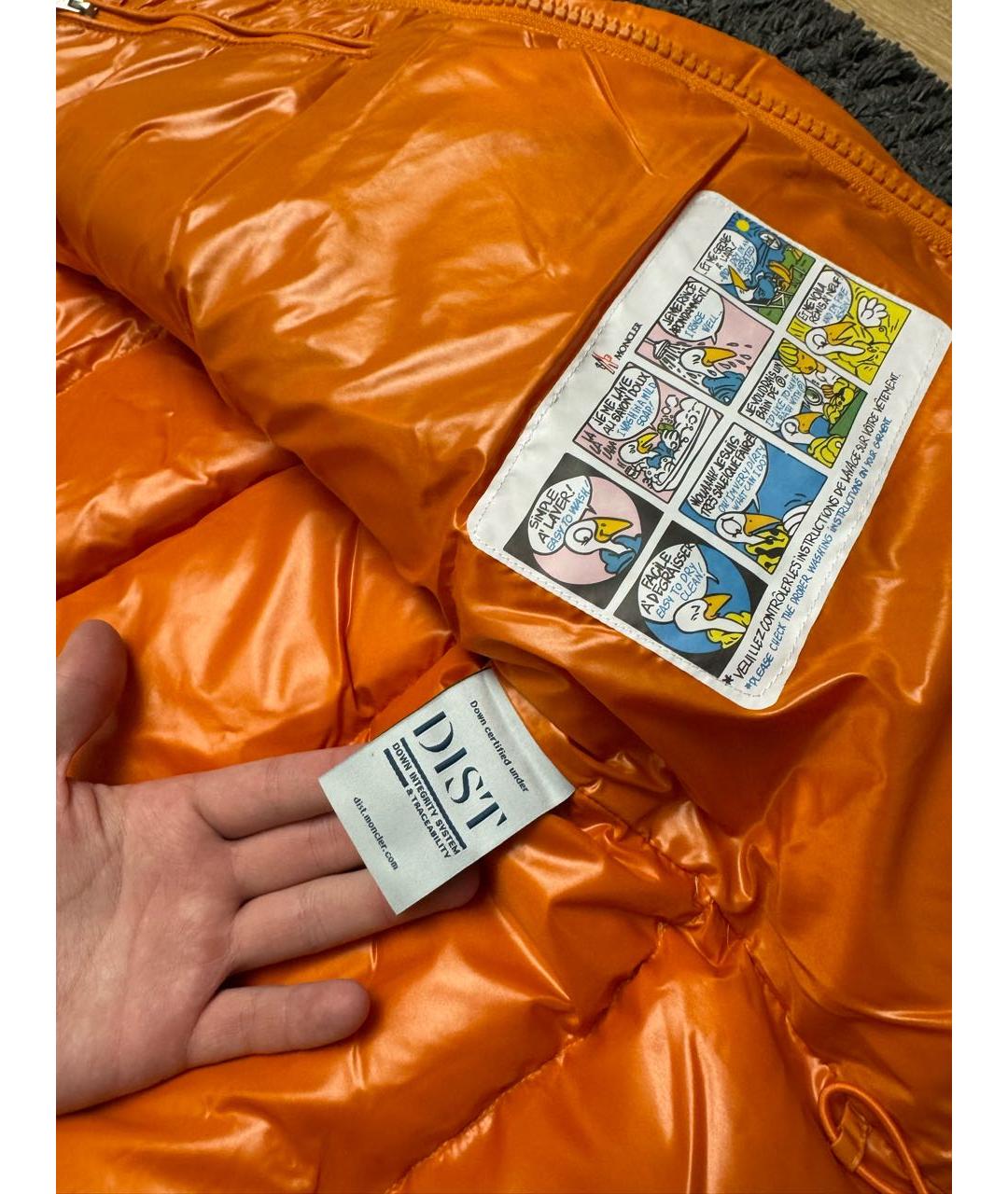 MONCLER Оранжевый пуховик, фото 4