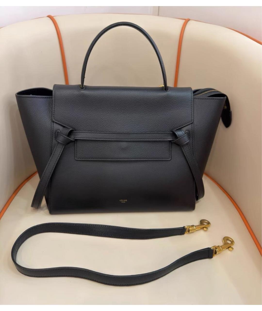 CELINE Черная кожаная сумка с короткими ручками, фото 3