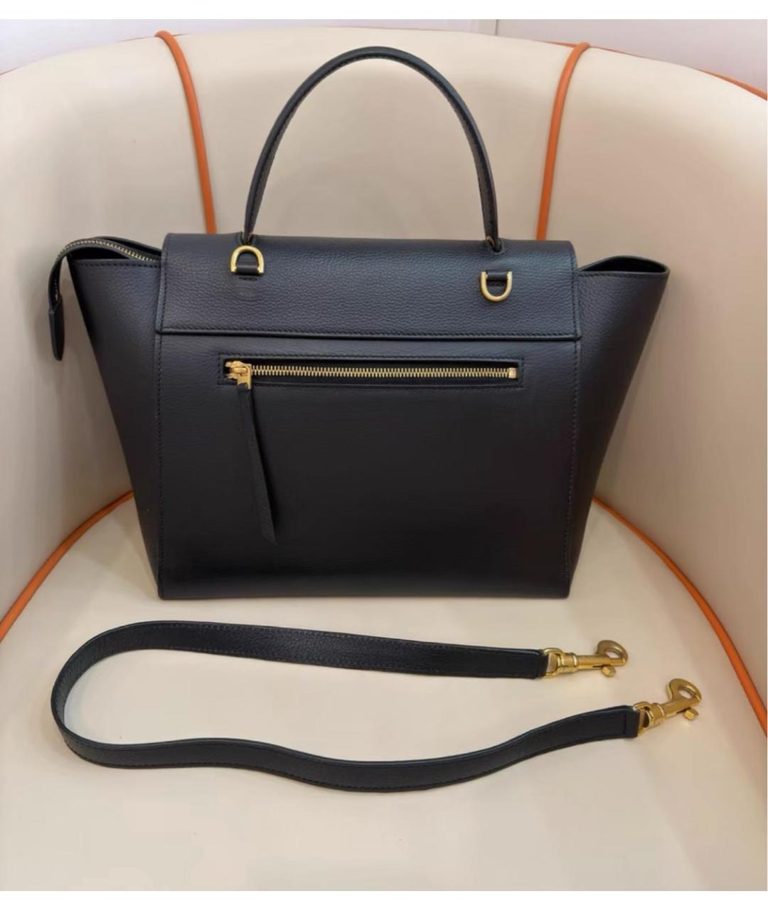 CELINE Черная кожаная сумка с короткими ручками, фото 2