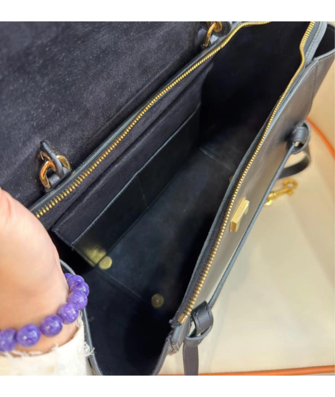 CELINE Черная кожаная сумка с короткими ручками, фото 4