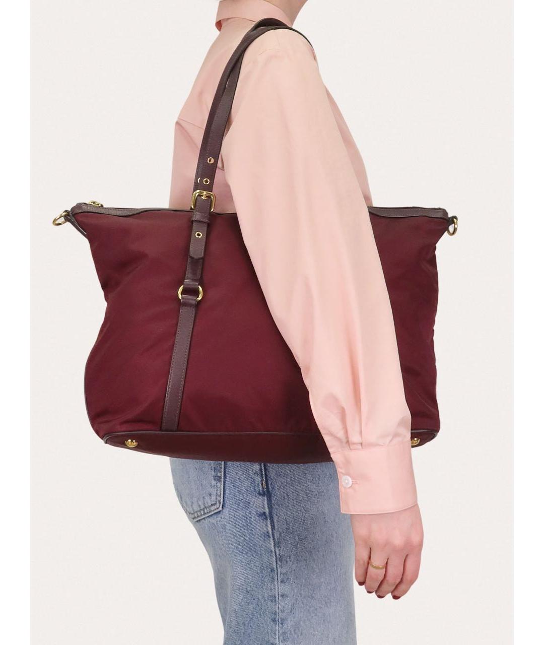 PRADA Бордовая тканевая сумка тоут, фото 8