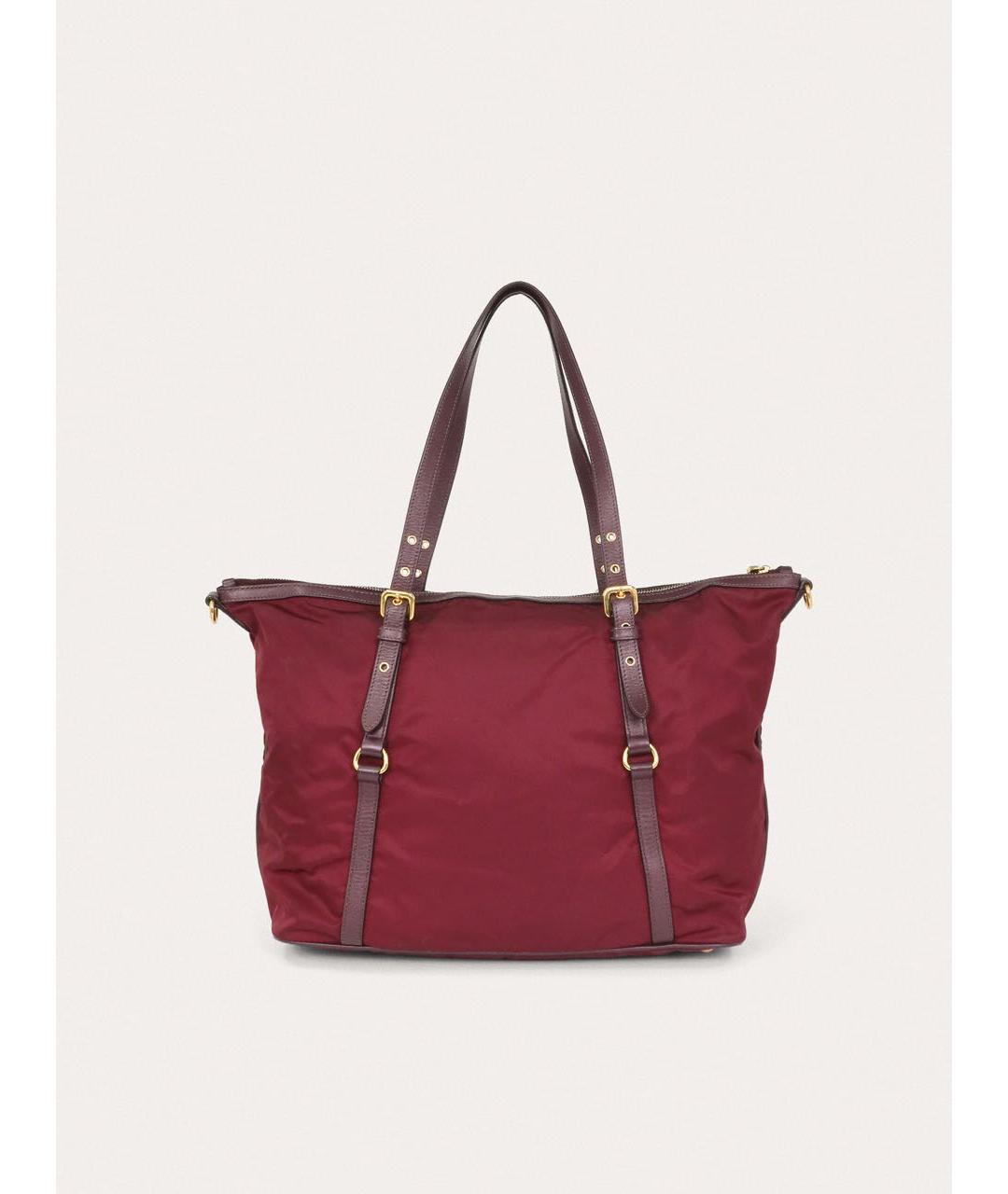 PRADA Бордовая тканевая сумка тоут, фото 3