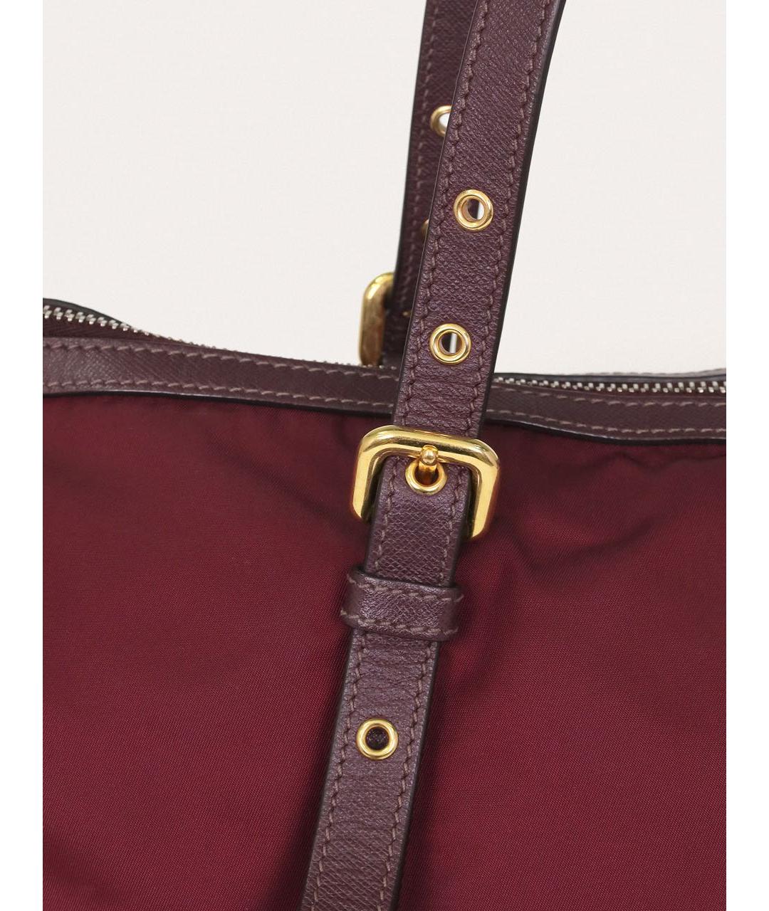 PRADA Бордовая тканевая сумка тоут, фото 7