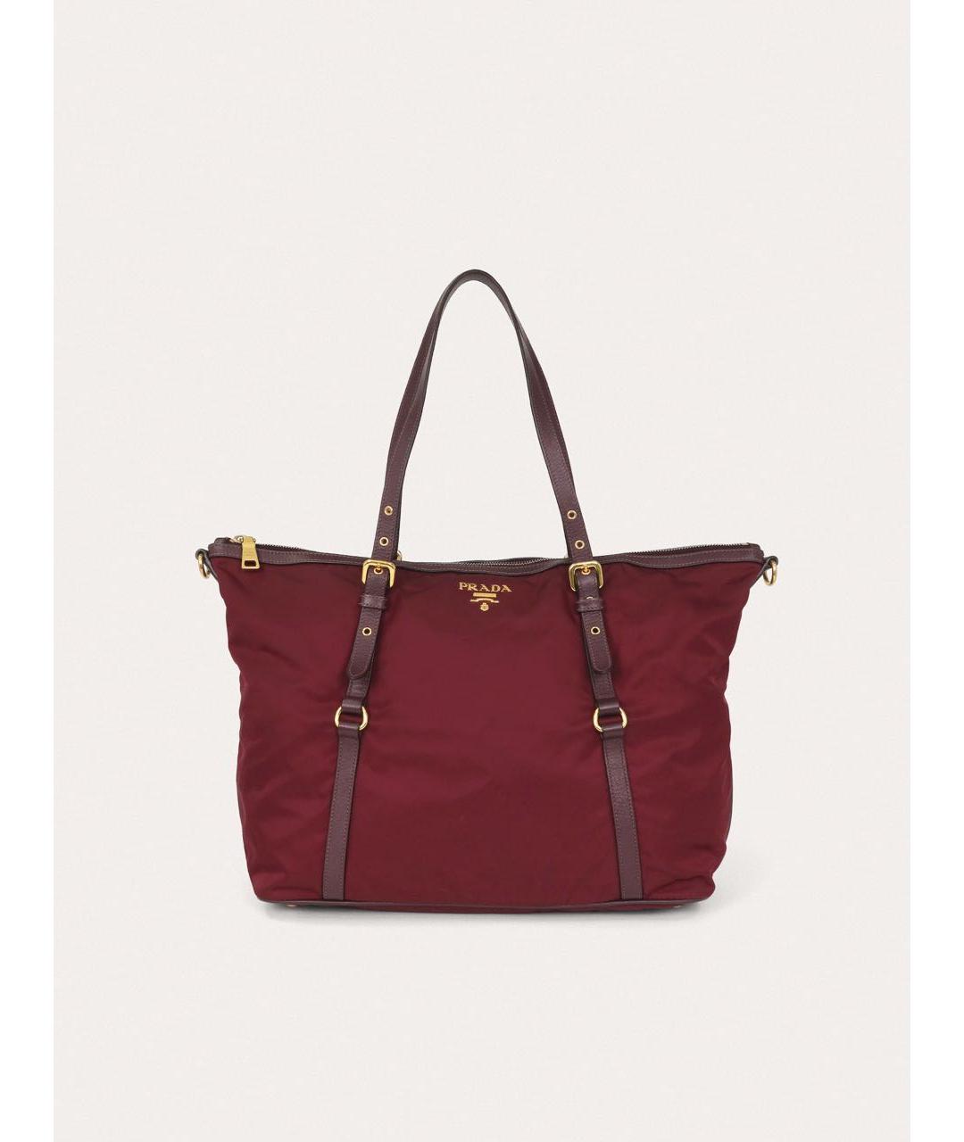 PRADA Бордовая тканевая сумка тоут, фото 9