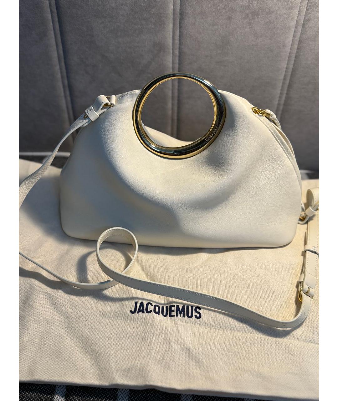 JACQUEMUS Белая кожаная сумка с короткими ручками, фото 9