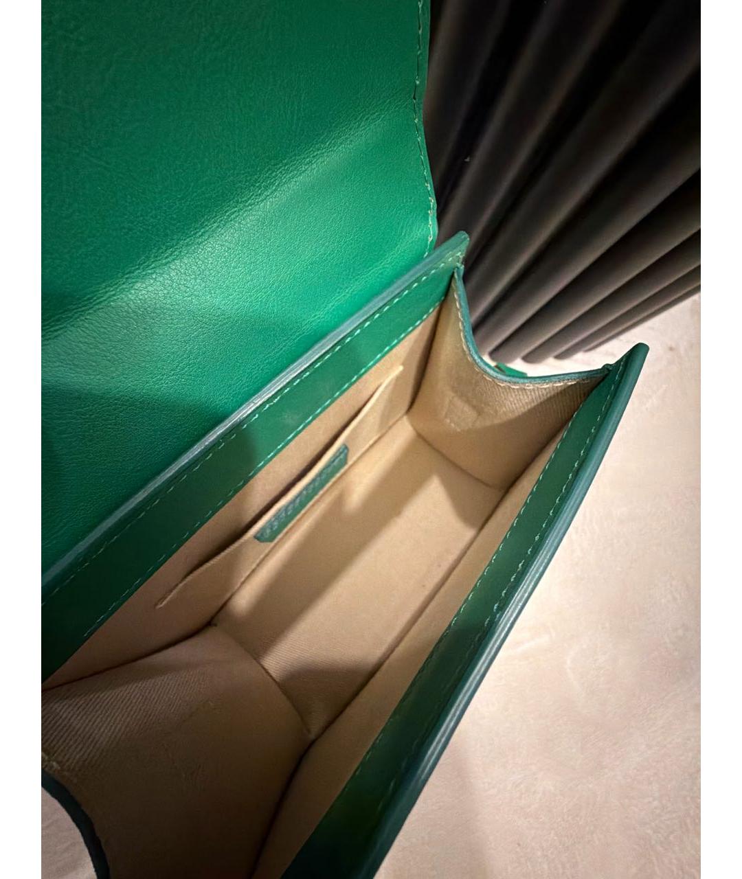 JACQUEMUS Зеленая кожаная сумка с короткими ручками, фото 4