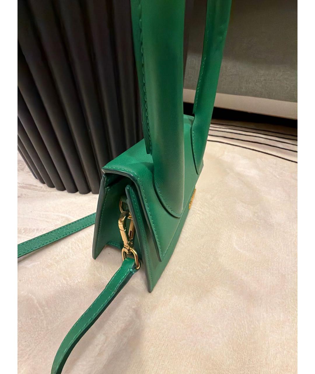 JACQUEMUS Зеленая кожаная сумка с короткими ручками, фото 2