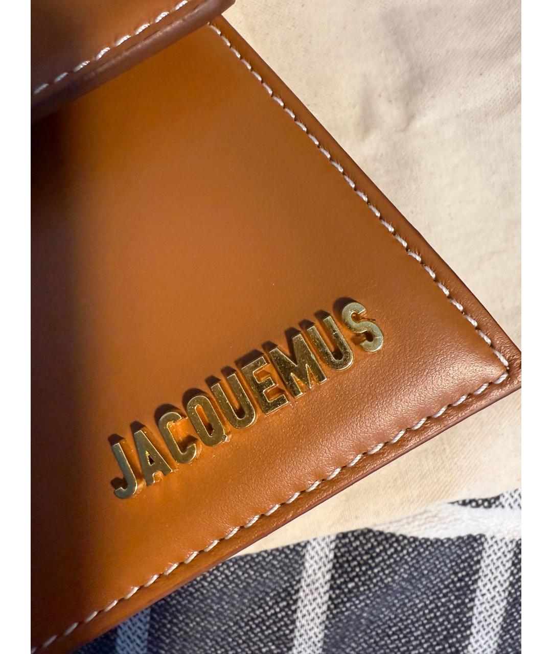 JACQUEMUS Коричневая кожаная сумка с короткими ручками, фото 8
