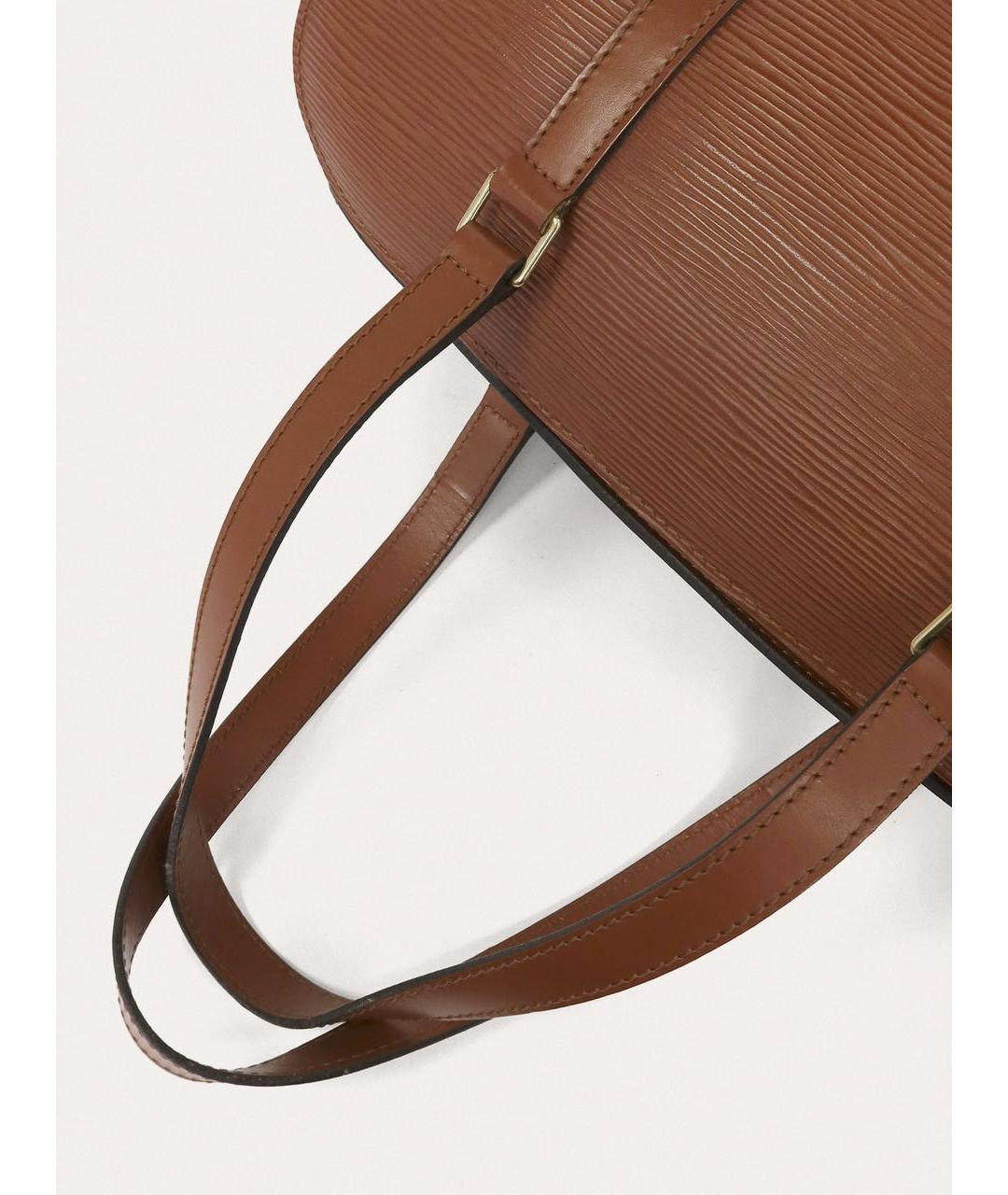 LOUIS VUITTON Коричневая кожаная сумка с короткими ручками, фото 6