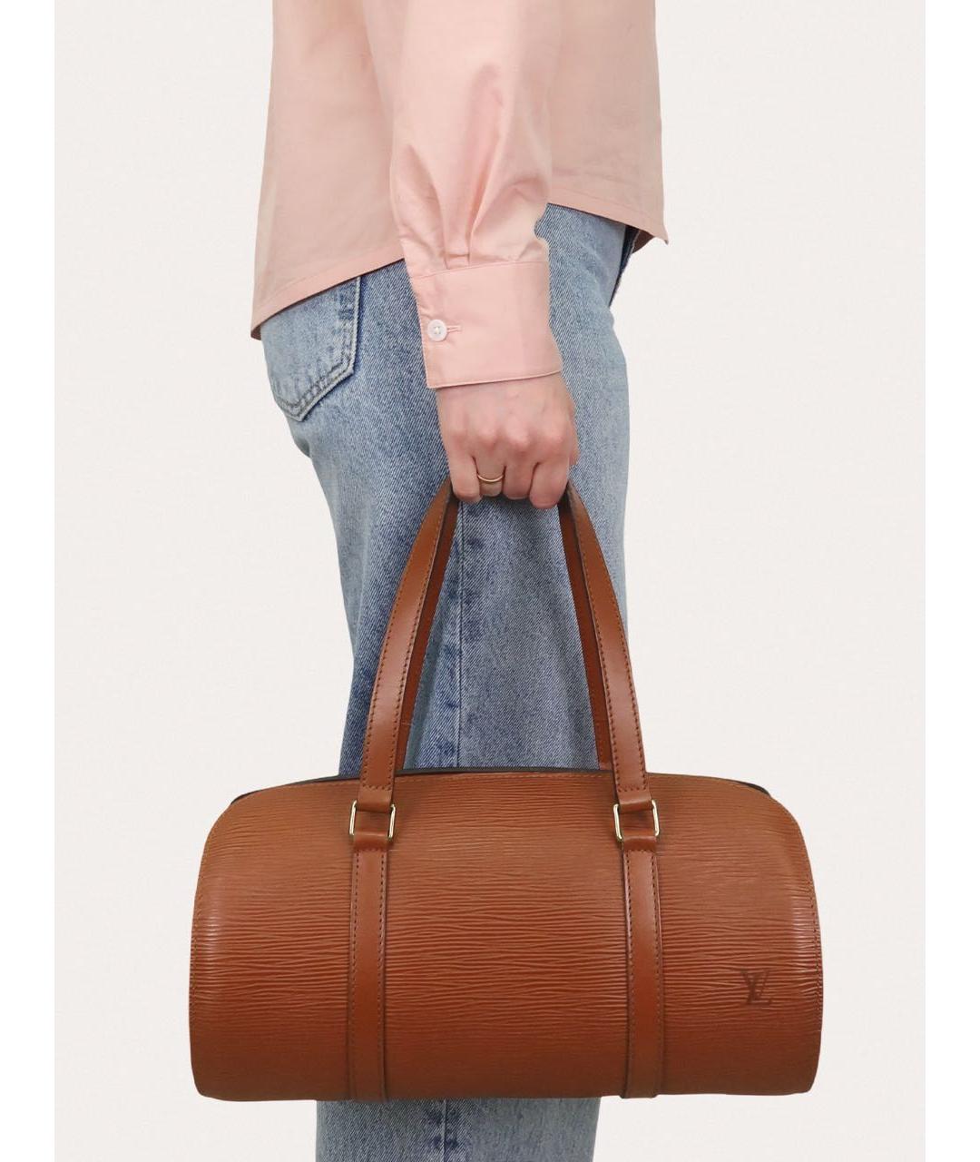 LOUIS VUITTON Коричневая кожаная сумка с короткими ручками, фото 8