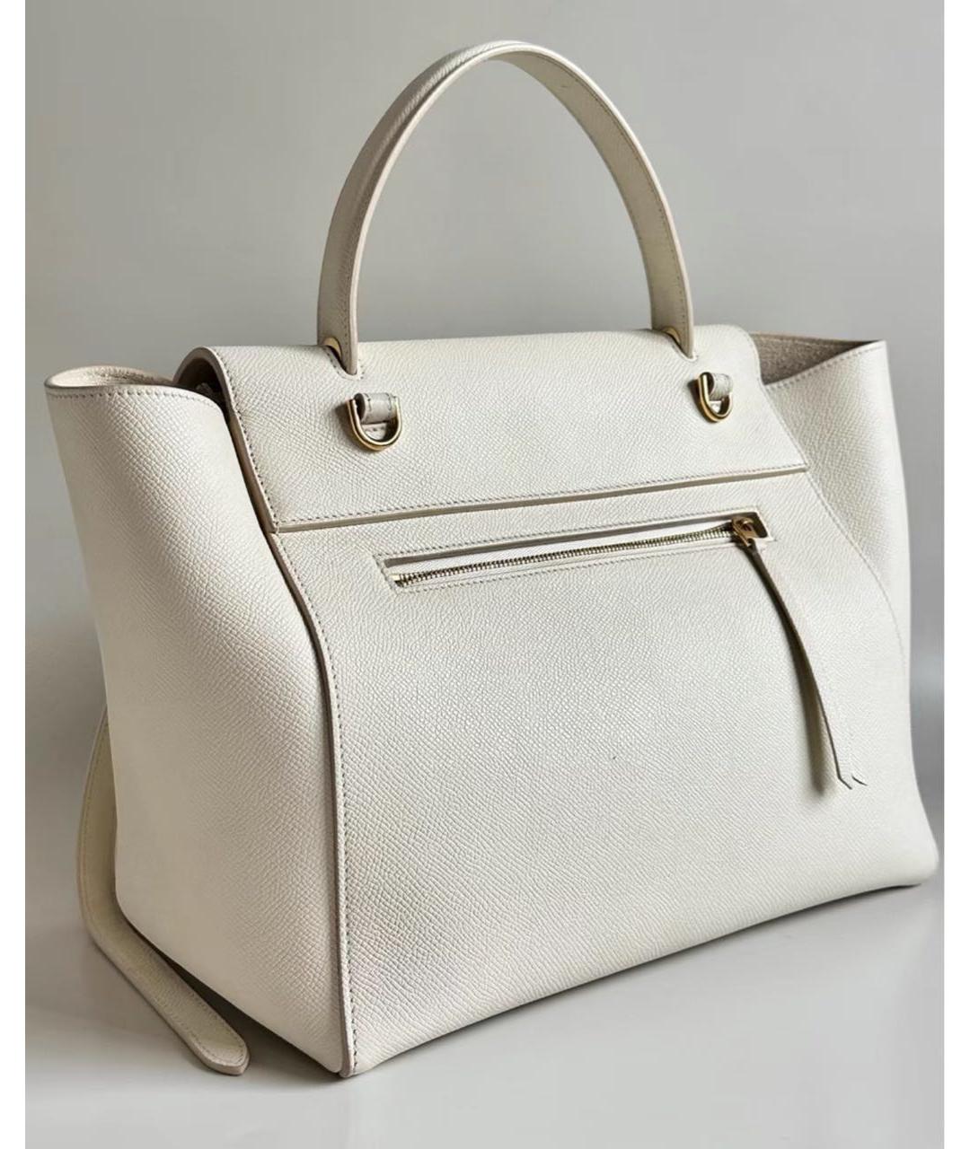 CELINE Бежевая кожаная сумка с короткими ручками, фото 3